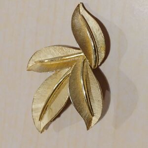 Trifari Gold Brooch Leaf Design